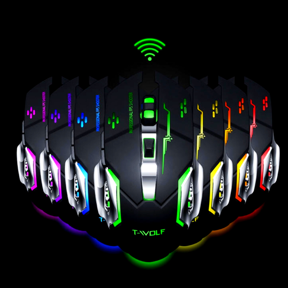 Wireless Gaming Mouse PC Rechargeable LED Light USB Computer Laptop Silent Mice