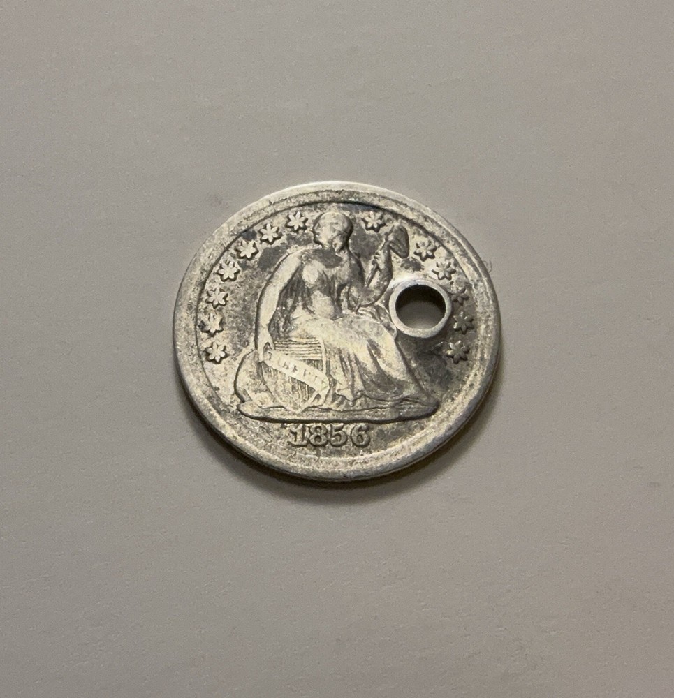 1856 Seated Liberty Half Dime AU *holed*