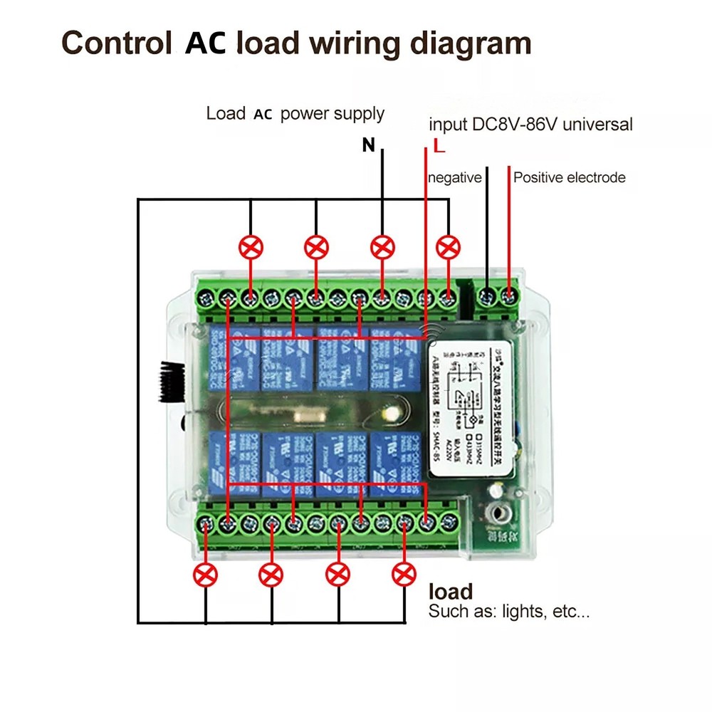 Low Consumption 8 Channel Wireless RF433MHz Remote Control Switch Relay Module