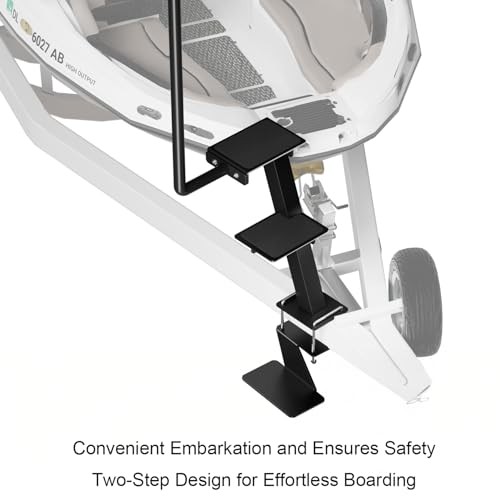 Trailer Step with Handle, Three-Step Dual Step Boat Trailer Step（Extra pedals）