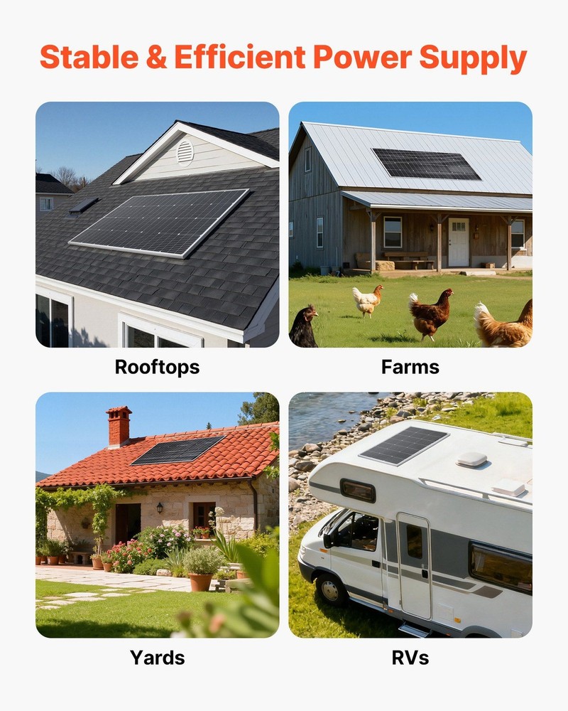 200W High-Efficiency Mono PV Panel, Tempered Glass, Aluminum Frame