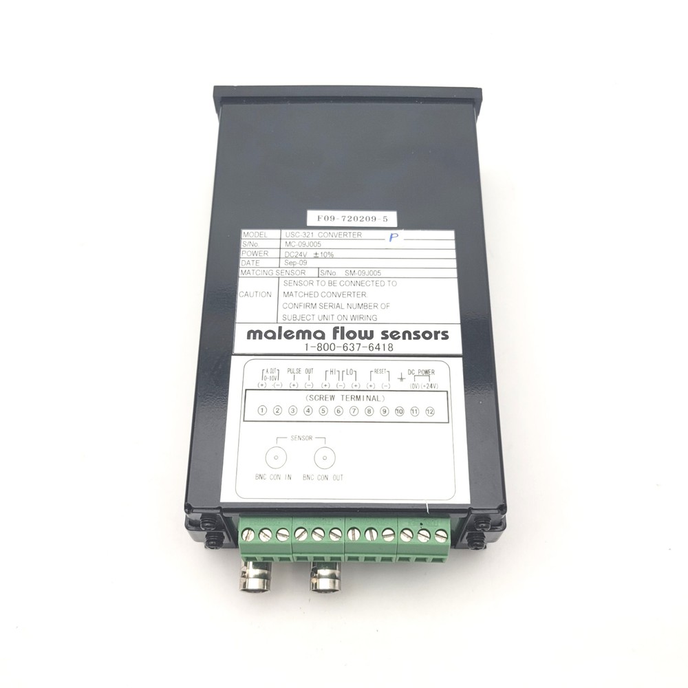 Malema Flow Sensors USC-321 Converter Ultrasonic Flow Meter Controller 24VDC
