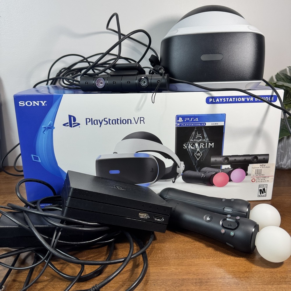 Sony PlayStation VR PSVR Bundle w/ Camera, Move Controllers, Skyrim VR + 2 Games