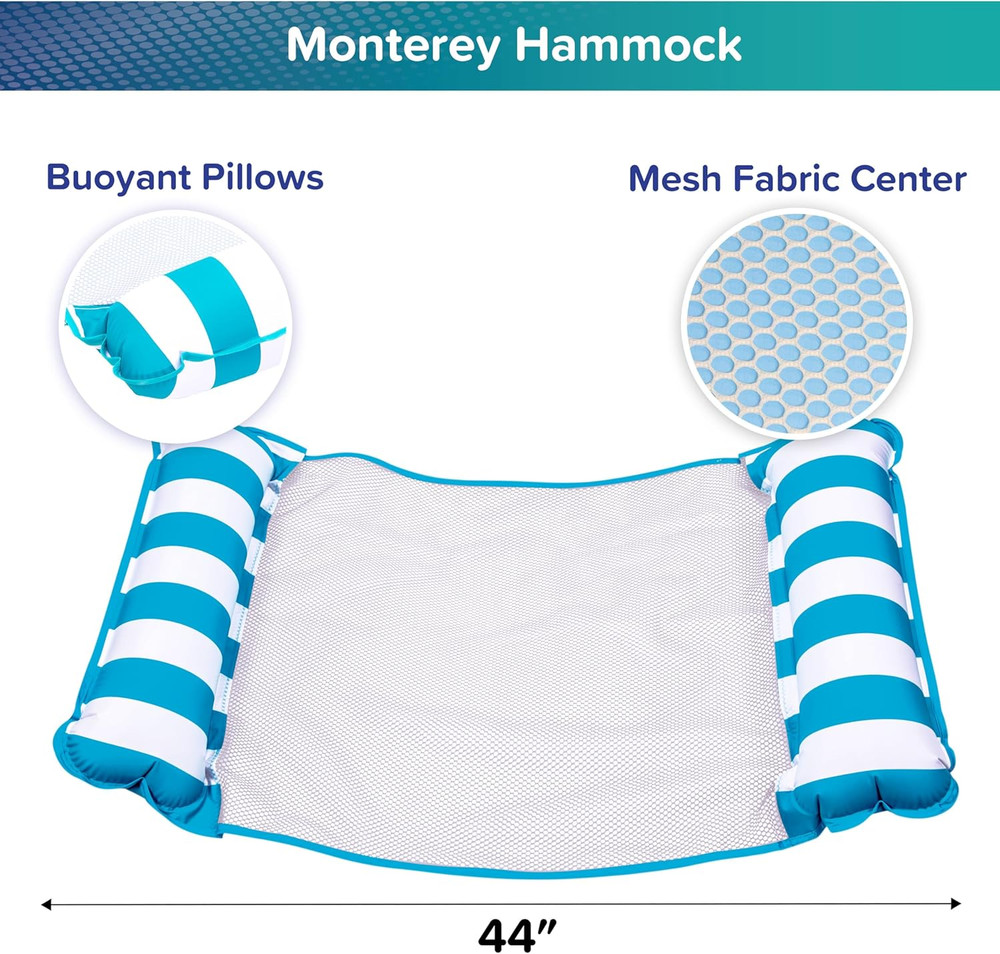 Aqua Monterey Hammock Pool Float - Three Pack - Light Blue, Navy & Burgundy/Whit