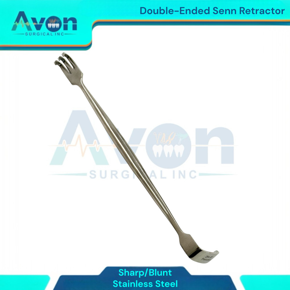 Double-Ended Senn Retractor Spreaders 6-1/4" - 3-Prong Sharp End & L-Shape End