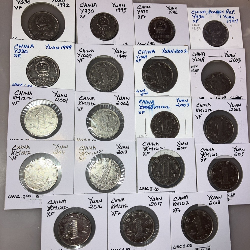 CHINA yuan --18 different coins