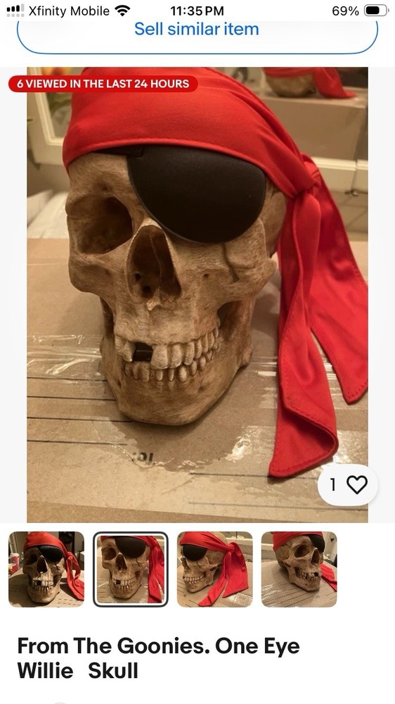 From The Goonies. One Eye Willie   Skull