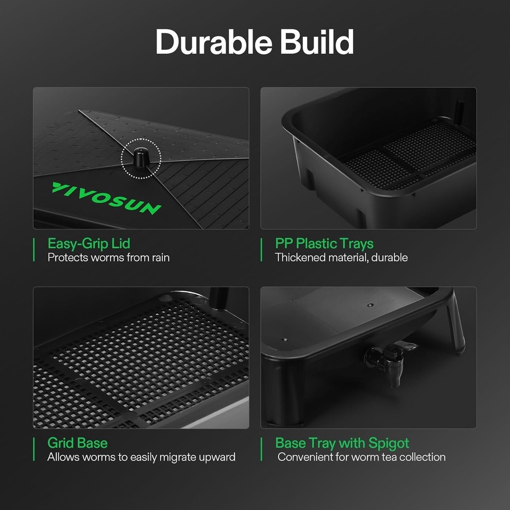 3-Layer Worm Compost Bin 30L Worm Composter Easy Setup Inclusive Worm Farm Kit