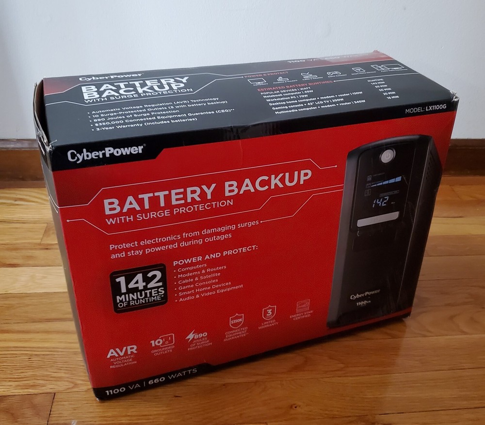 CyberPower 1100 VA PC Battery Back-up System Surge Protector - Black