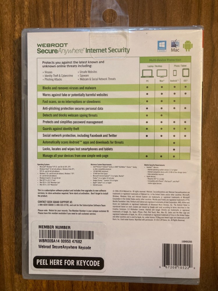 Webroot SecureAnywhere Internet Security - Full Version for Windows & Mac NEW