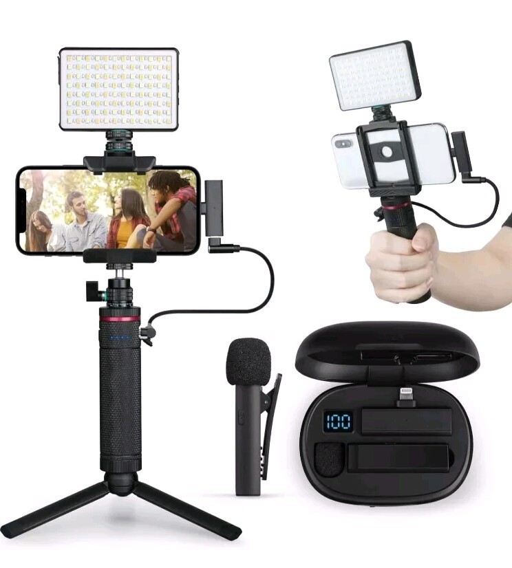Vlogging Kit, SV01 Video Kit with Wireless Lavalier Microphone for iPhone, Mini