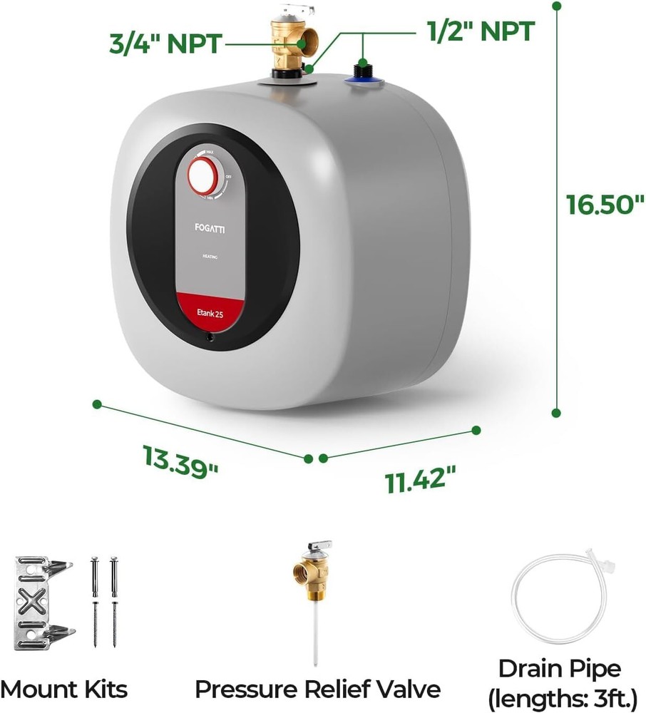 Electric Mini Tank Instant Hot Water Heater 2.5 Gal for Under Sink RV camping