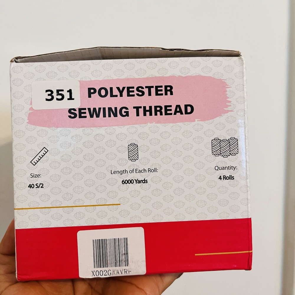 MANDALA CRAFTS POLYESTER SEWING THREAD WHITE SZ 40/2 / 4ROLLS / 6000 YARDS EA