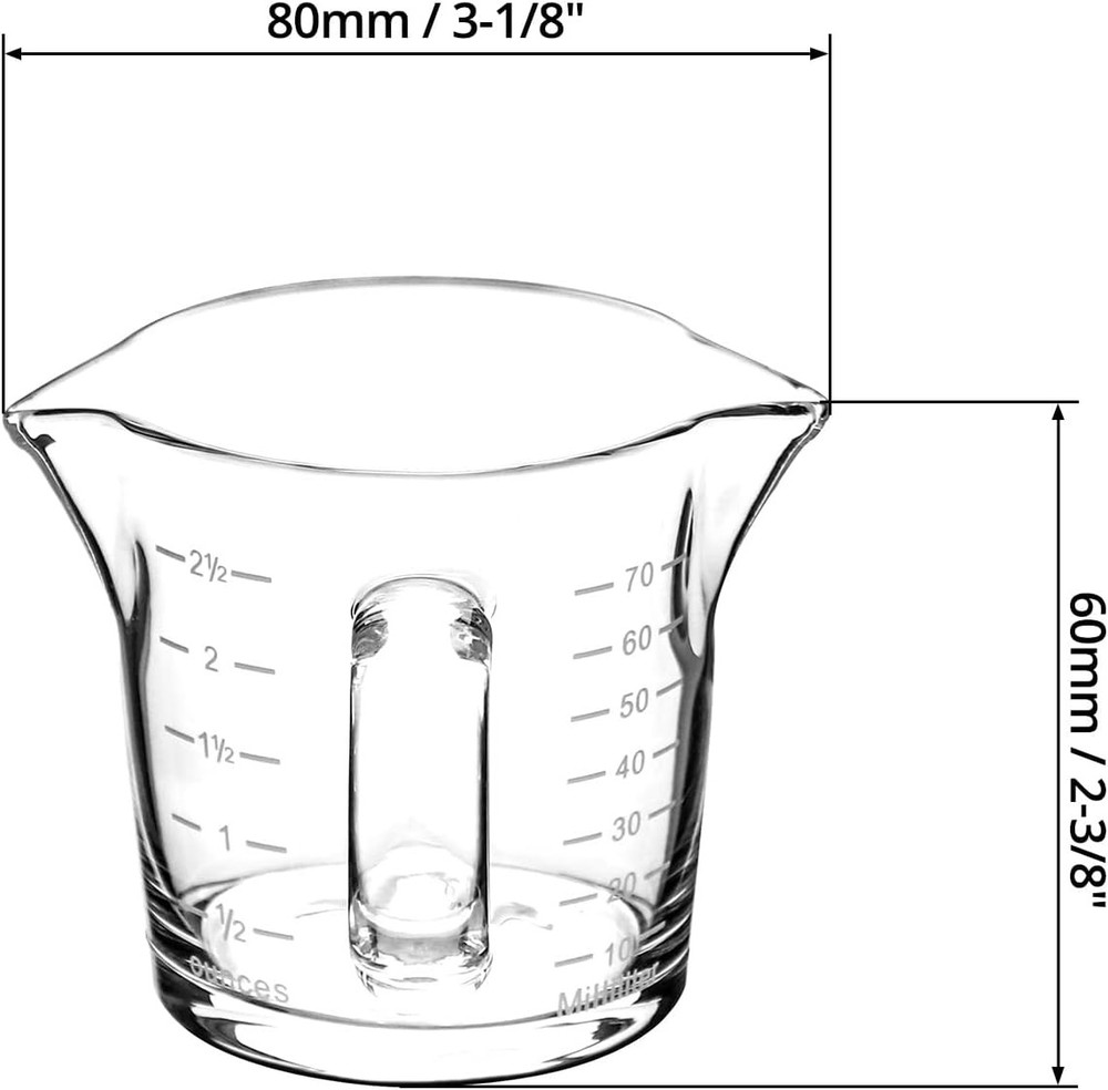 QWORK Espresso Shot Glass with Handle, 2 Pack 2 Count (Pack of 1), Clear