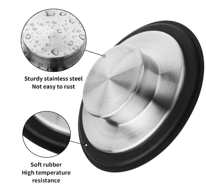Kitchen Sink Drain Stopper Cover, 2PCS Stainless Steel Garbage Disposal Stopper