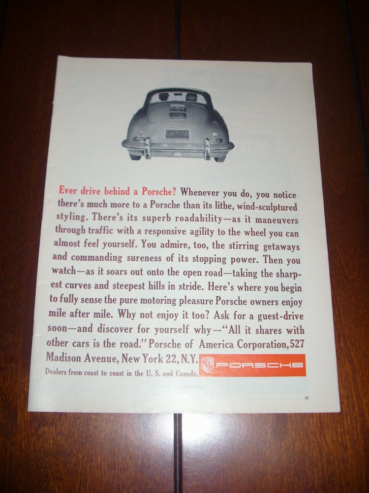 1961 PORSCHE - ORIGINAL VINTAGE AD