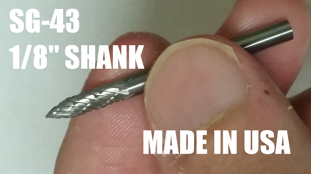 SG43D Tree Shape SOLID Carbide Burr Bur Cutting Tool Die Grinder Bit 1/8"