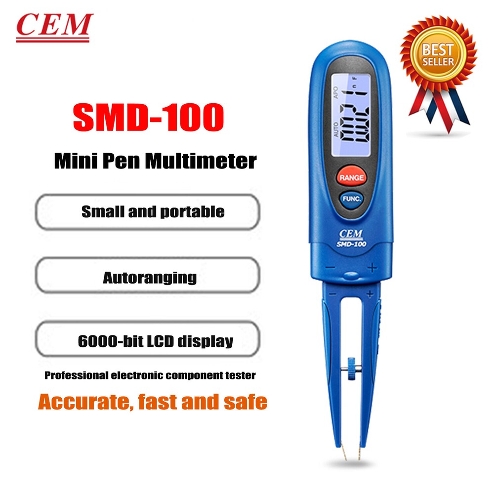 CEM SMD-100 Smart Electronic Components Tester 6000 Counts LCD Display