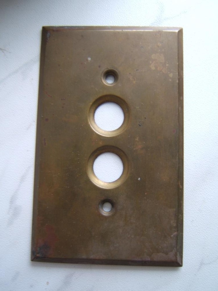 VINTAGE BRASS PUSH BUTTON LIGHT SWITCH COVER