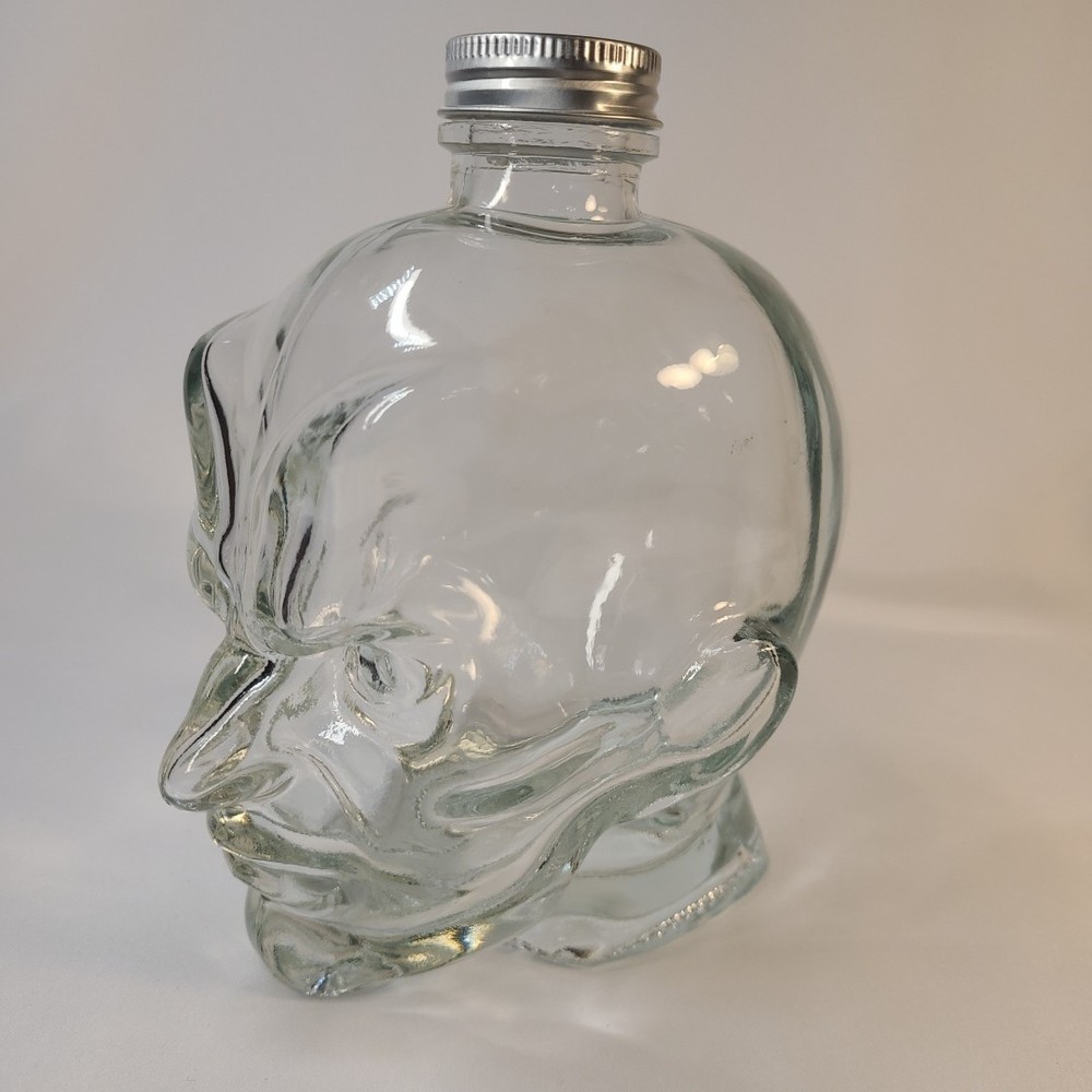 Clear Glass Demon Devil Head Bottle