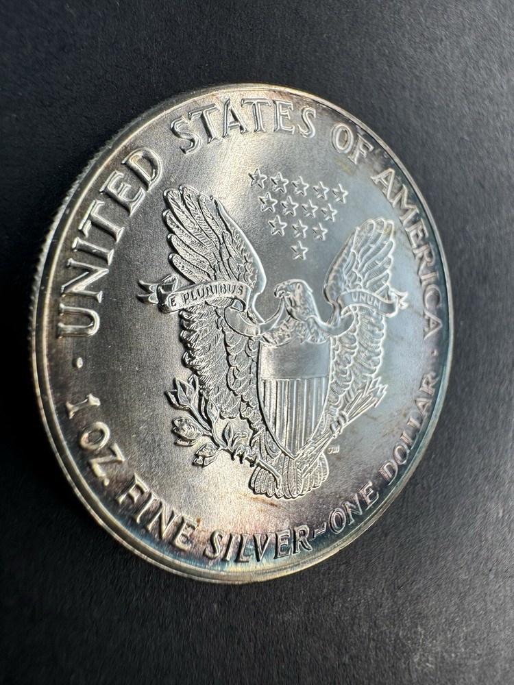 1988 American Silver Eagle 1 Oz Silver Coin Rainbow Toned