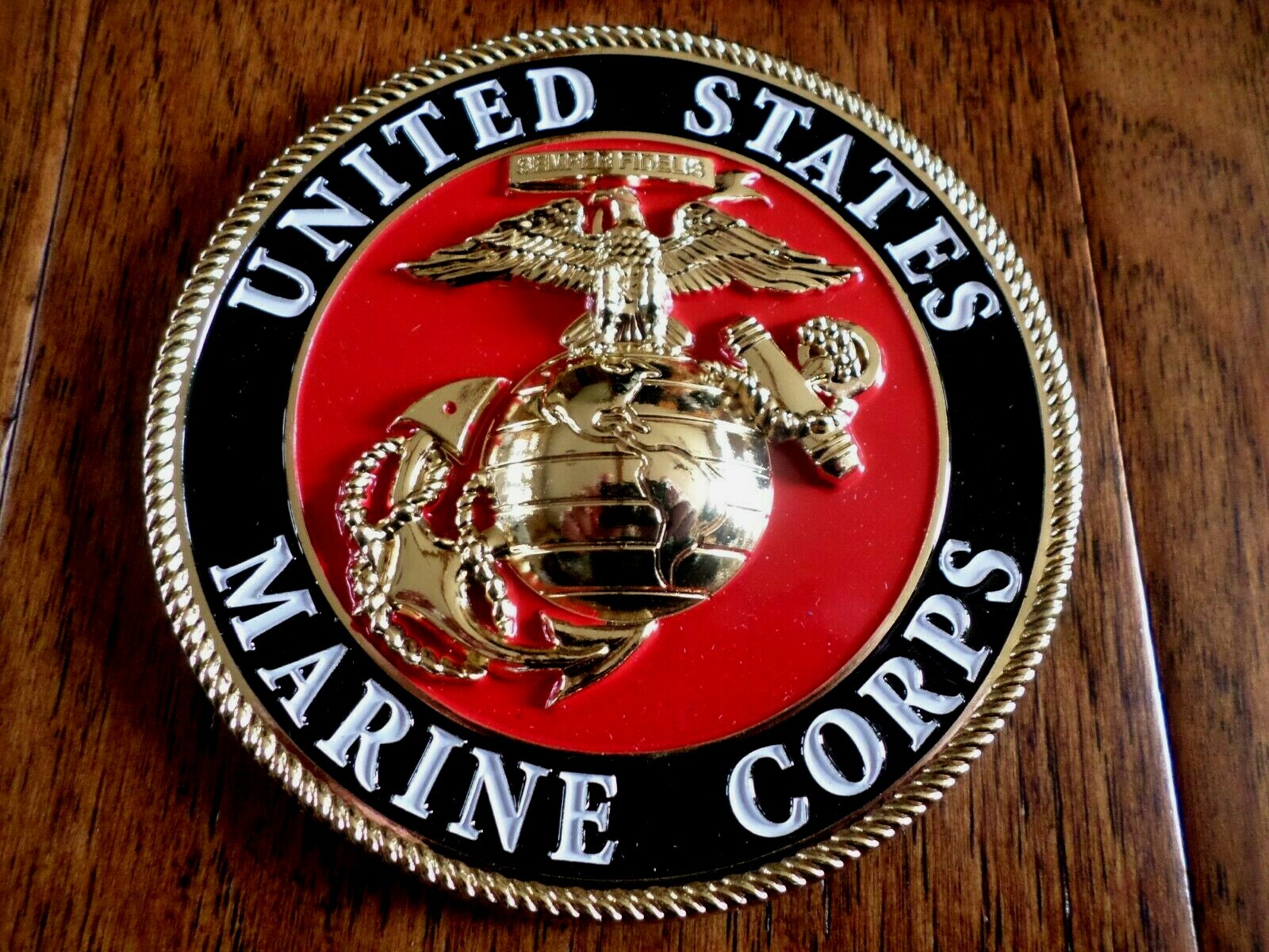 U.S MARINE CORPS EGA USMC METAL MEDALLION ENAMEL SHADOW BOX EMBLEM PLAQUE