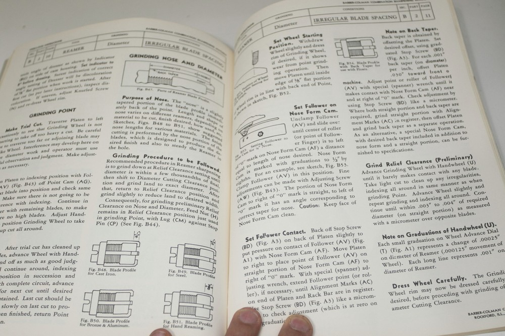 Barber Colman HRS Sharpener Operational Manual 1938