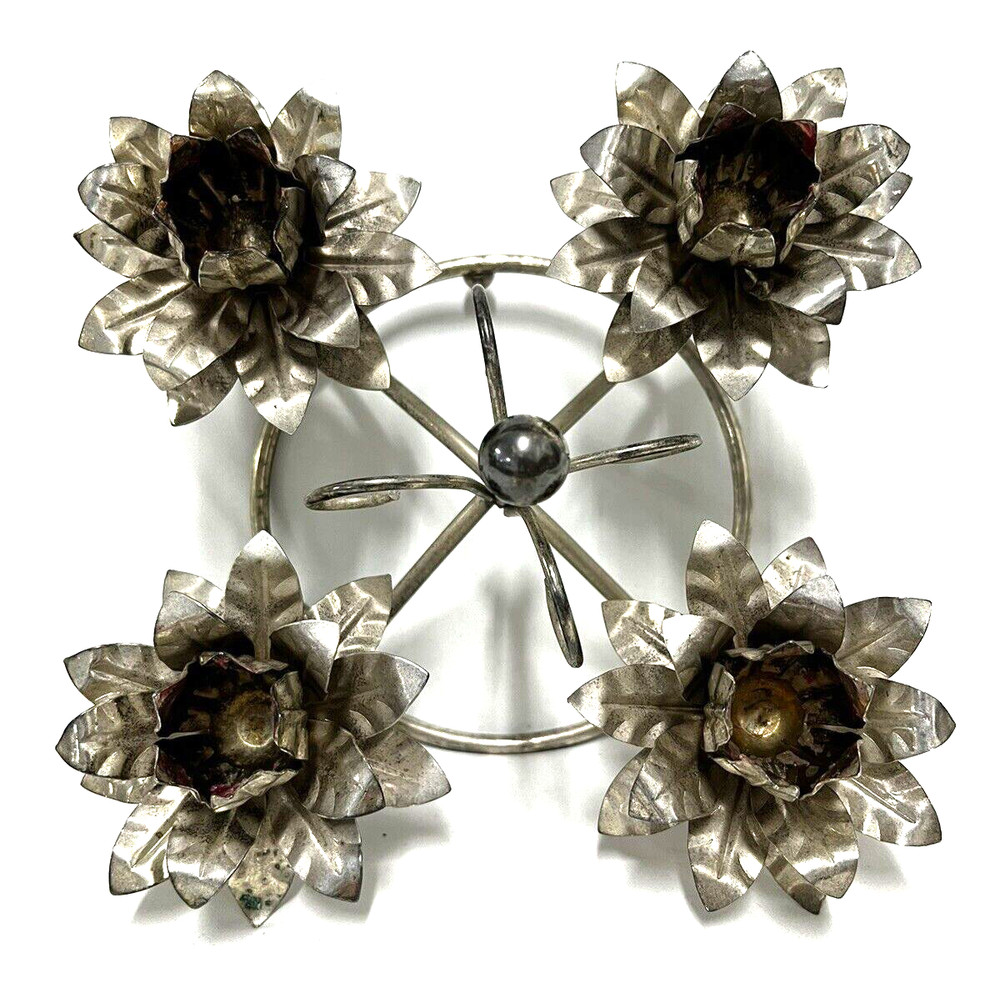 Vintage MCM Silver Plated 4-Taper Candelabra