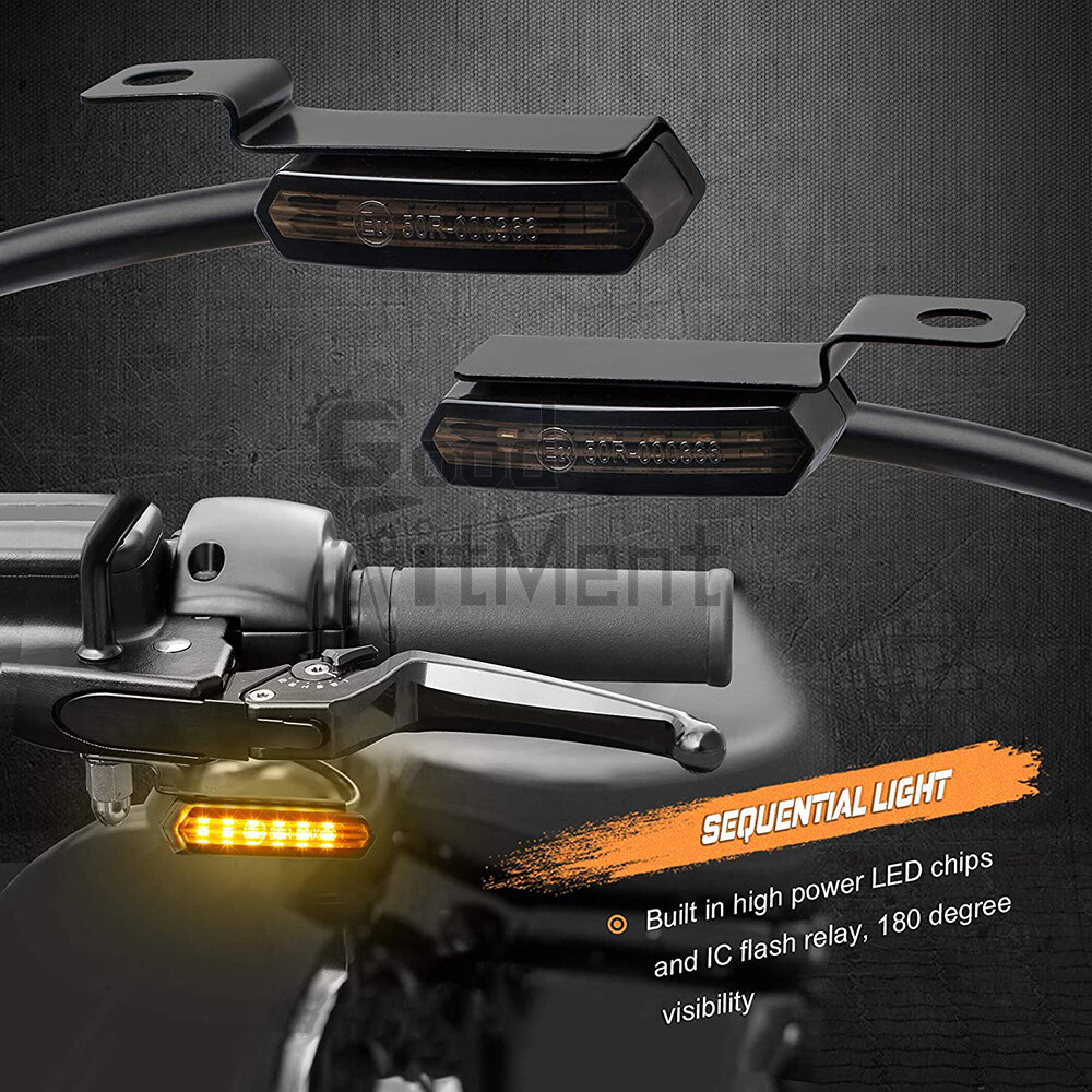 Sequential Flowing LED Turn Signals Mini Handlebar Light For Harley Motorcycle