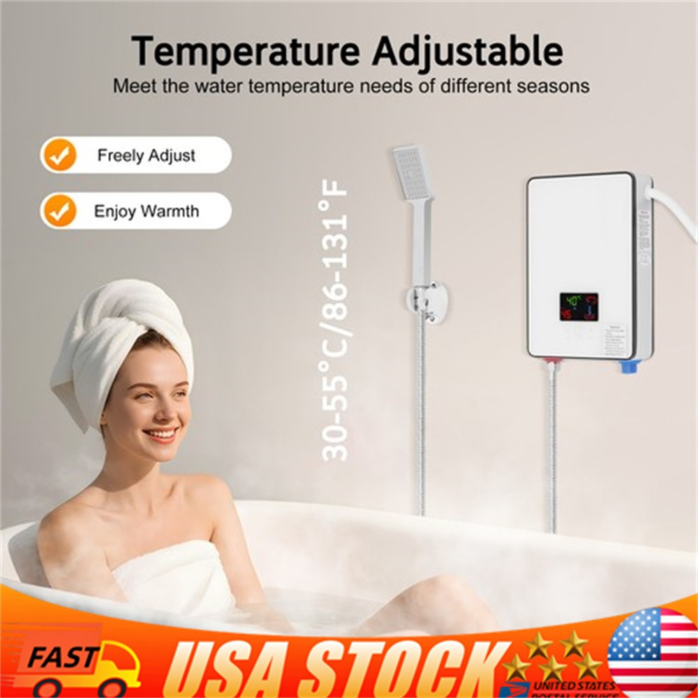 110V Whole House Electric Tankless Instant Water Heater With Shower Head 4500W