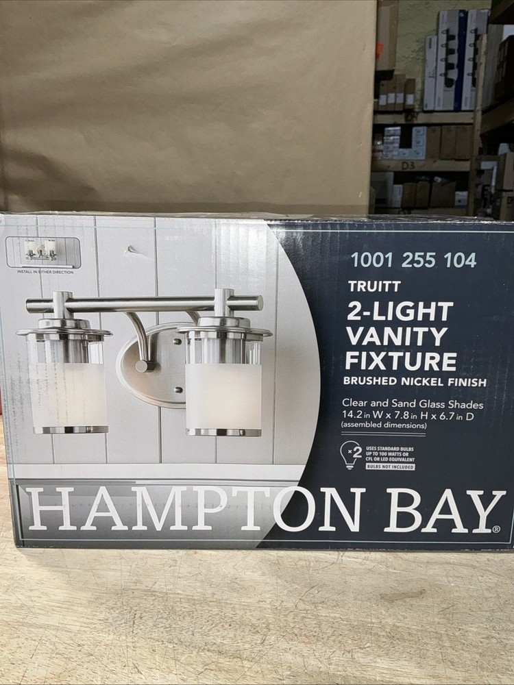 Hampton Bay Truitt 2-Light Brushed Nickel Vanity Light