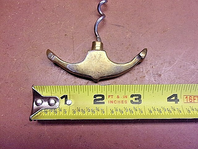Vintage Solid Brass Nautical Theme Anchor Corkscrew & Bottle Opener Nice Pair!