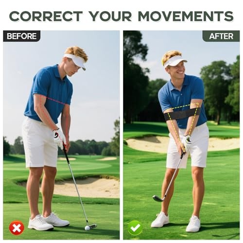 Grip Trainer Attachment & Swing Correcting Arm Band -Golf Training Combo for