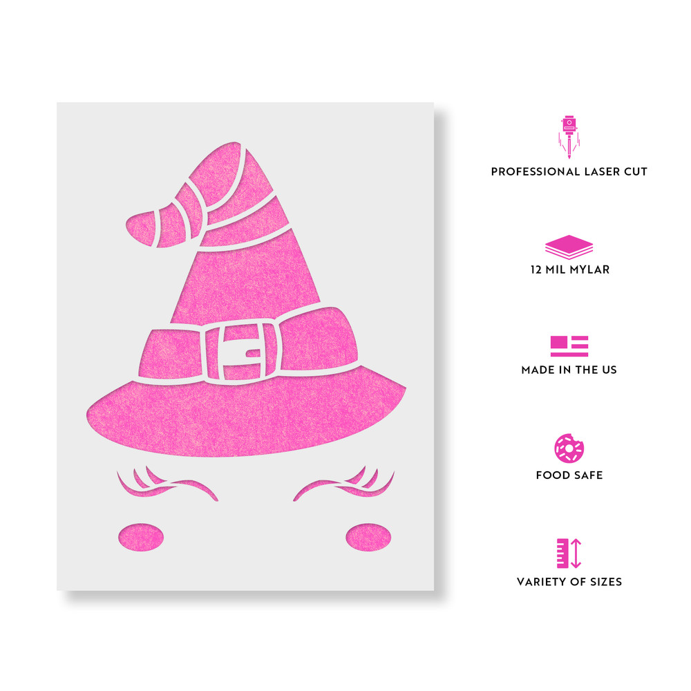 Cute Witch Face Stencil - Durable & Reusable Mylar Stencils