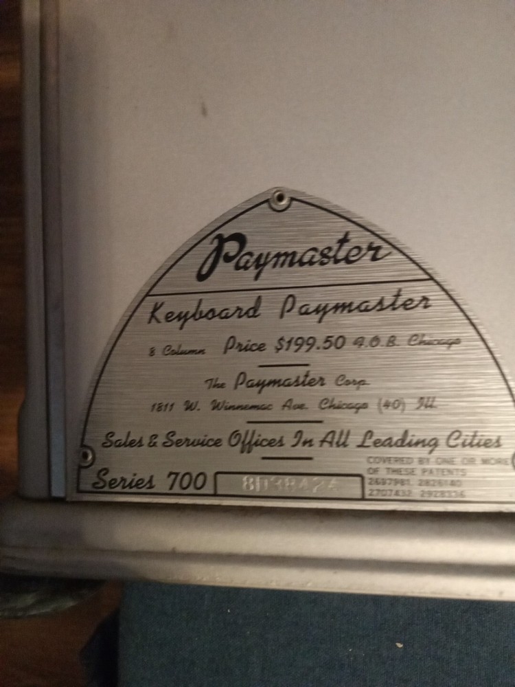 Vintage Paymaster Series 700 Check Writing Writer Machine