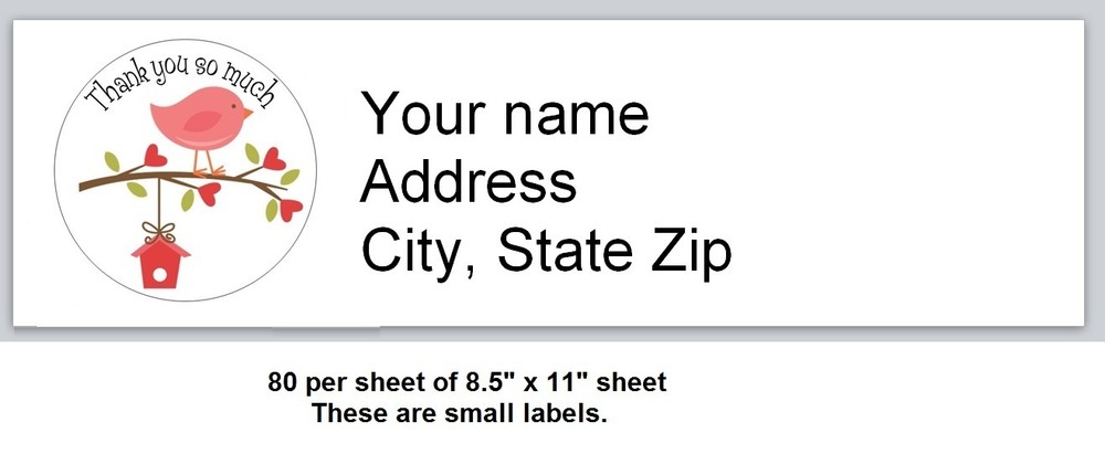 80 SMALL Personalized address labels Bird (B 5)
