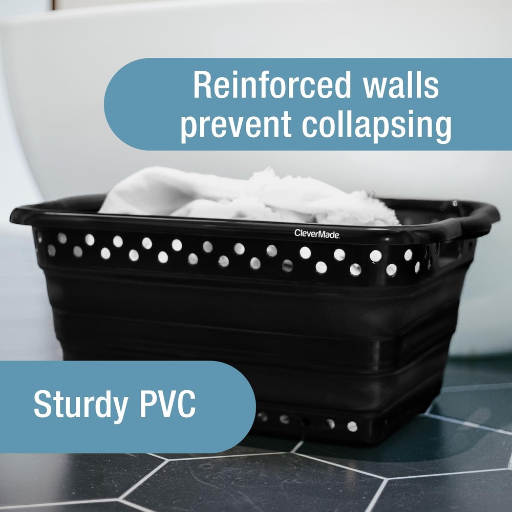 39L/9 Gallon Collapsible Laundry Basket Foldable Storage Container Black