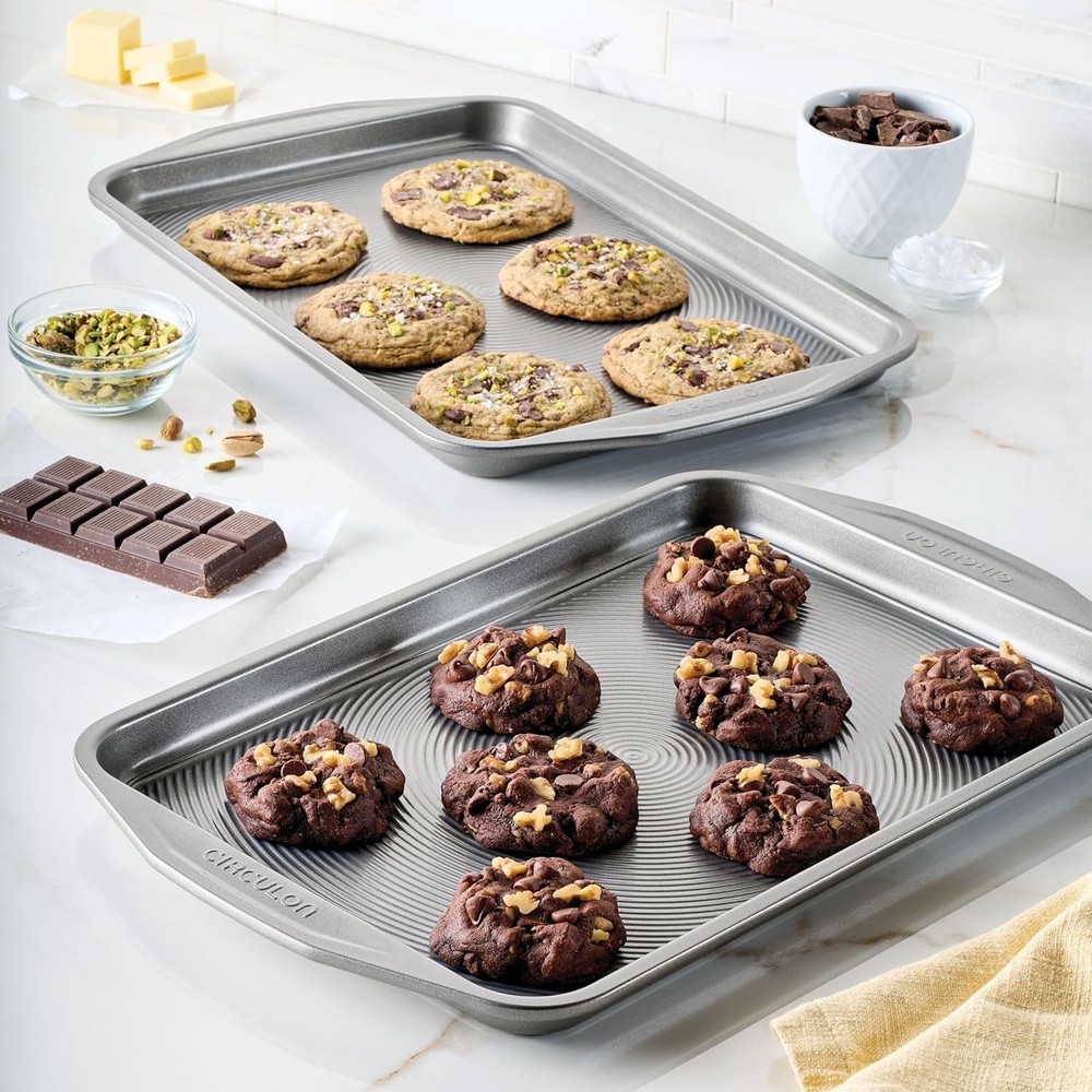 Total Bakeware Set Nonstick Cookie Baking Sheets 2 Piece Gray