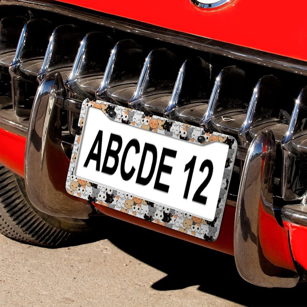 Cute Cat Pattern License Plate Frames 2 Pack 2 one size,