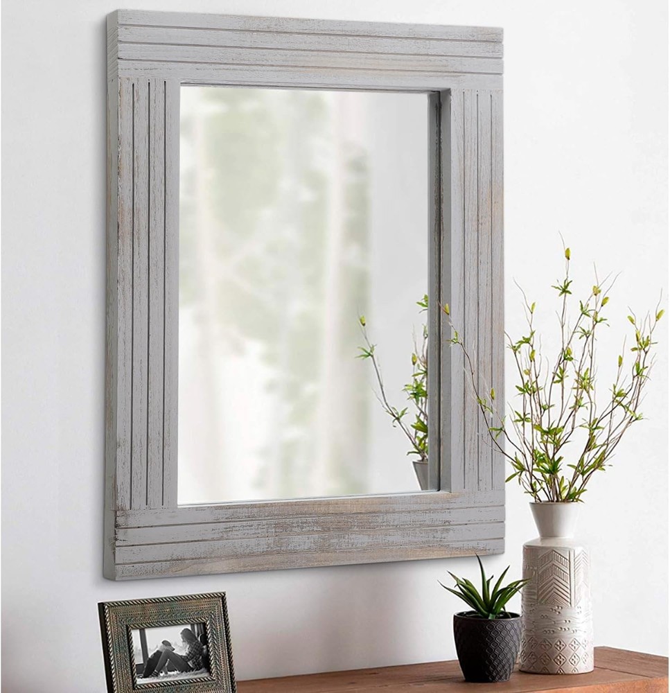 Mirrors Wall Rustic Wooden Frame Rectangle Mirror Vintage Hanging Mirror Bedroom