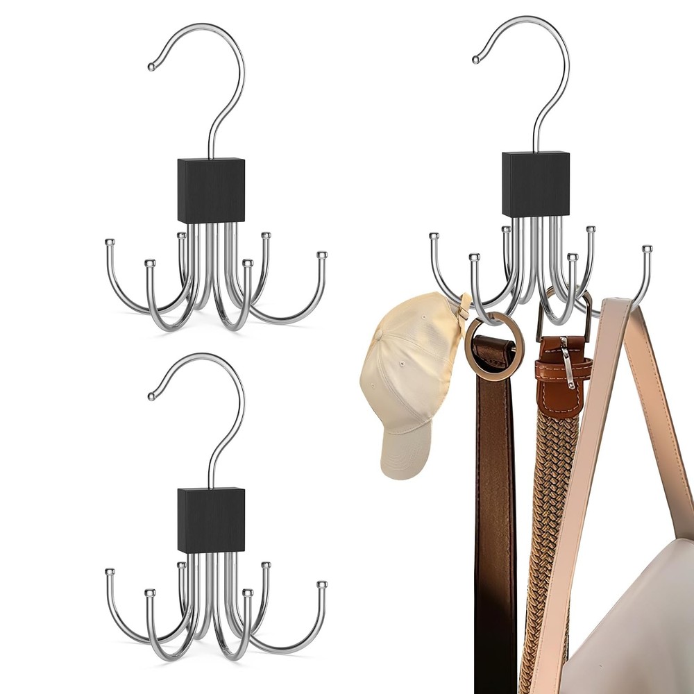 Multi-Purpose Rotatable Belt Hanger & Organizer for Closet - Space-Saving Sto...