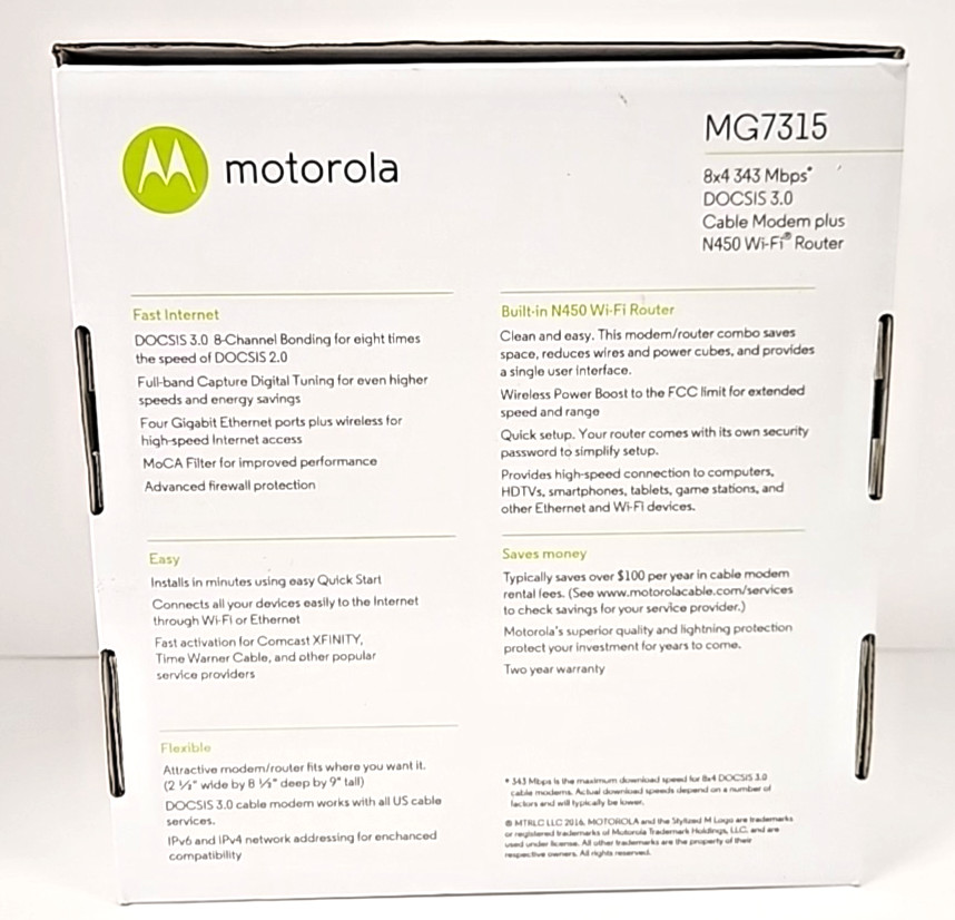 Motorola Cable Modem plus N450 Router
