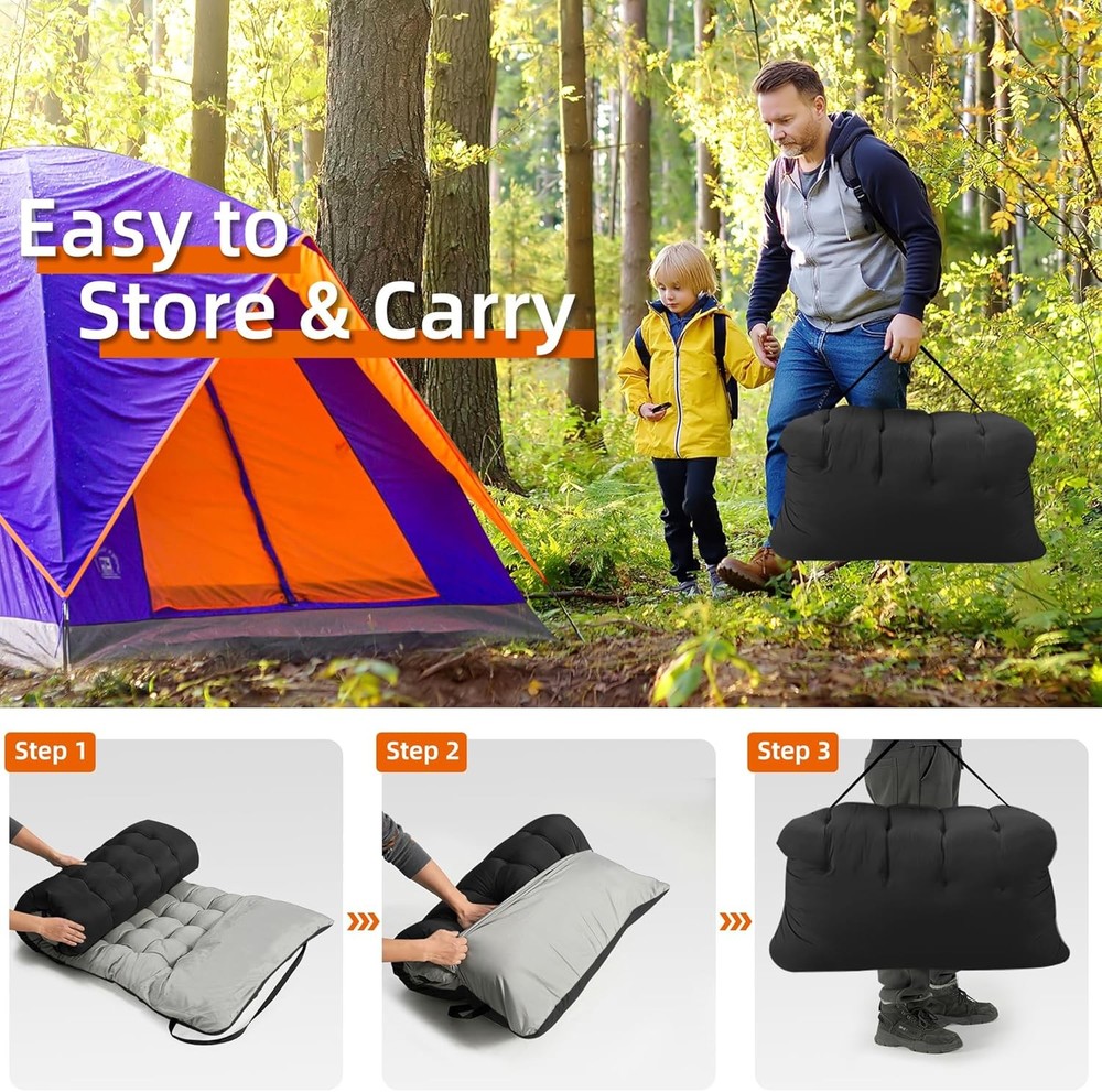 Portable Camping Cot, 600LBS Max Load, Extra Wide with Thick Mattress