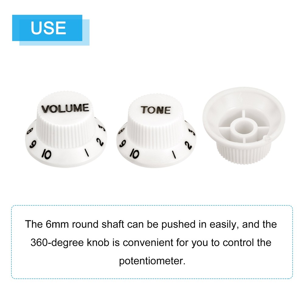 2Set 2Volume 2Tone Speed Control Knob GUITAR White
