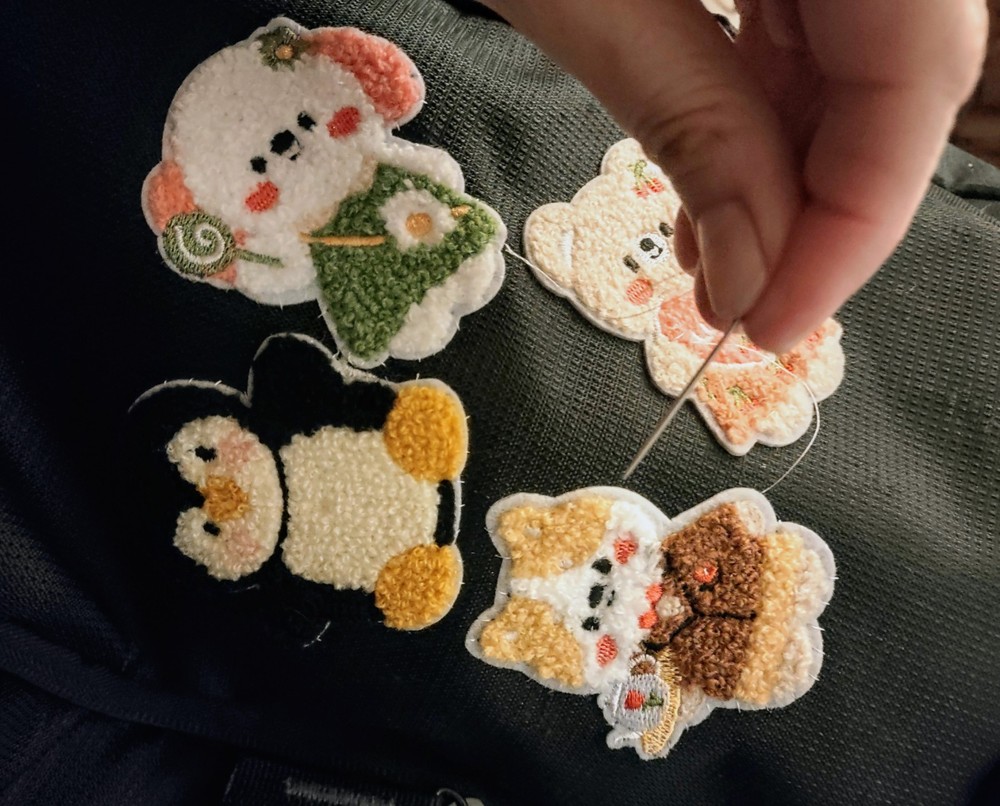 Teddy Bear Fluffy Plush Chenille Embroidered Iron On Self Adhesive Patch Sticker