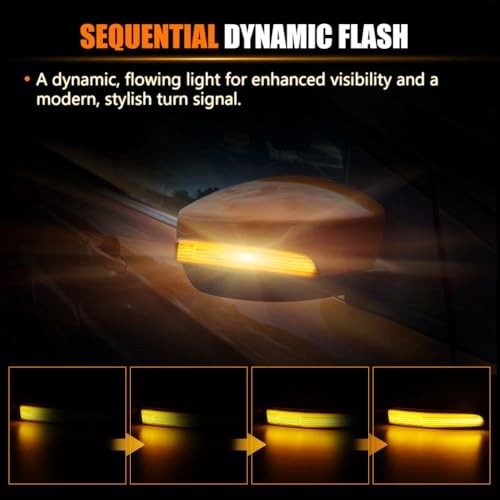 LED Sequential Side Mirror Marker Lights for Fo-rd Escape Ecosport, Focus ST