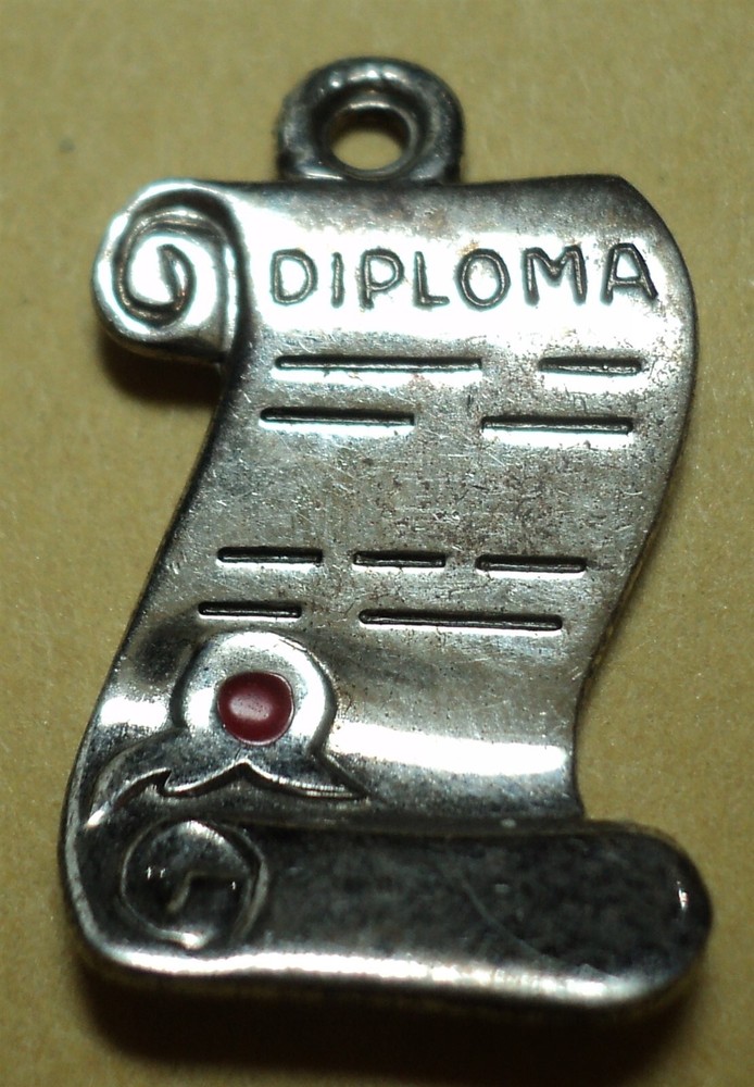 a DIPLOMA Scroll Sterling SILVER Charm