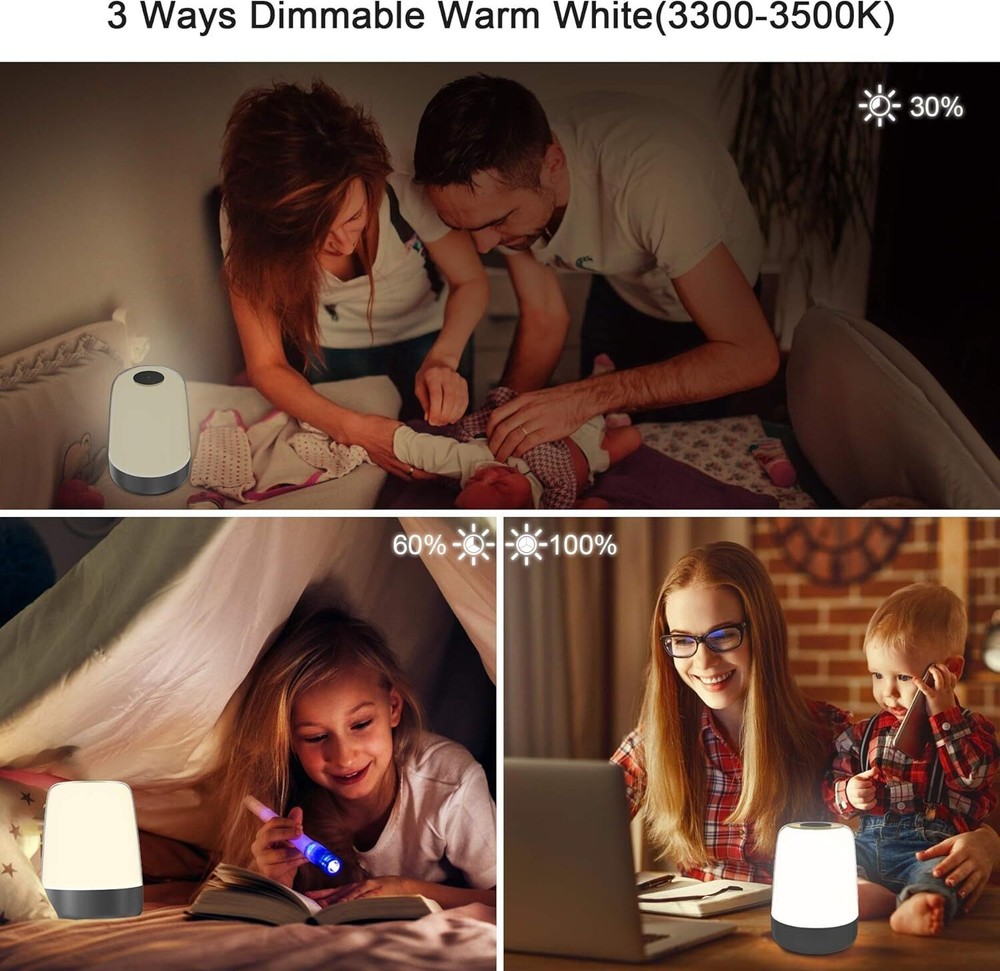 Touch Wake Up Night Light Sunrise Simulation Alarm Clock,3 Ways Dimmable Warm