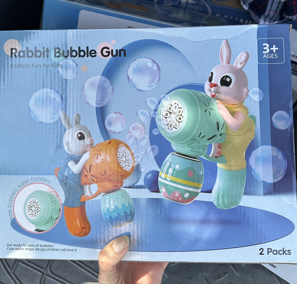 Rabbit Bubble Gun For Kids Auto Bubble Blower 2 Pack w/Bubble Liquid Concentrate