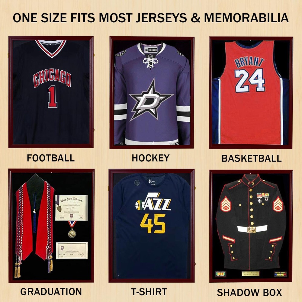 Football Jersey Display Frame Case Shadow Box Wall Mount with UV Protection